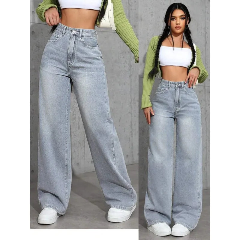 High Waist Straight Leg Jeans Women's Autumn Winter New Loose Casual Long Pants Trendy Brand Leisure Fashionable Women Jeans