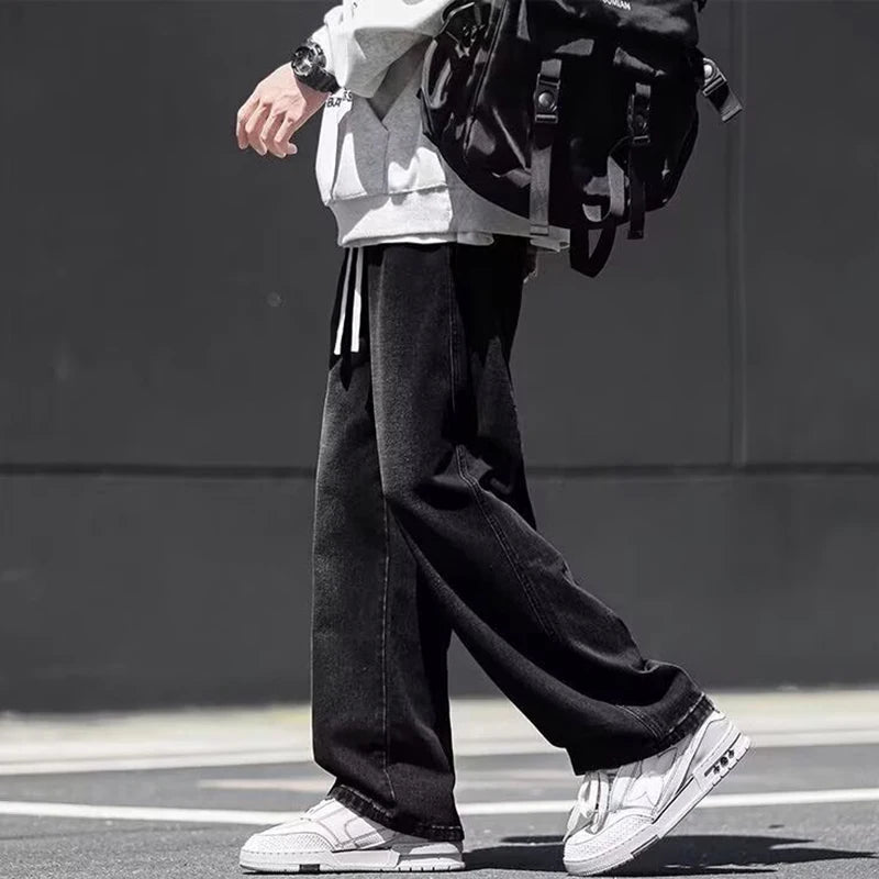 Autumn Winter American Style Vintage Loose Jeans Fashion High Street Straight Leg Wide Leg Denim Pants Versatile Casual Trousers