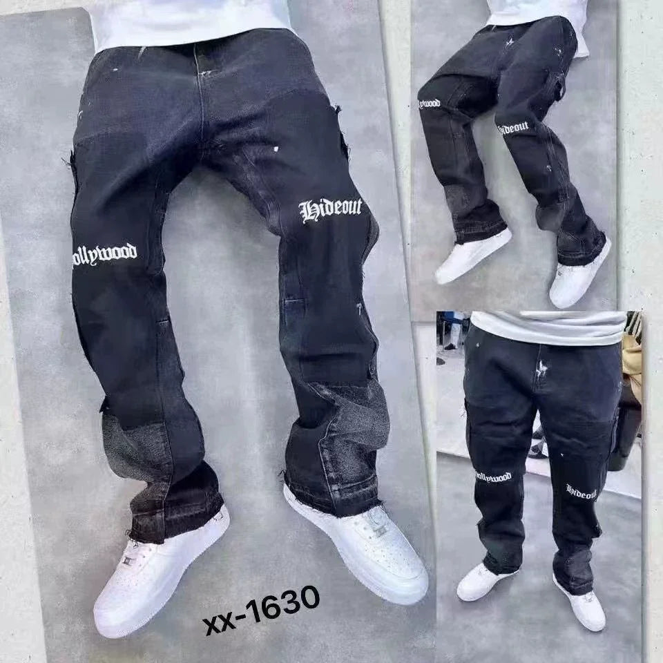 2025 Vintage Men's Jeans Distressed Vibe Bell Bottoms Clean Fit Woodworking Workwear Denim Pants For Outdoor Trade