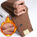 Winter Fleece Thick Warm Jeans Men's Business Casual Slim Fit Elastic Denim Pants Casual Male Clothing Fashion Plush Trousers