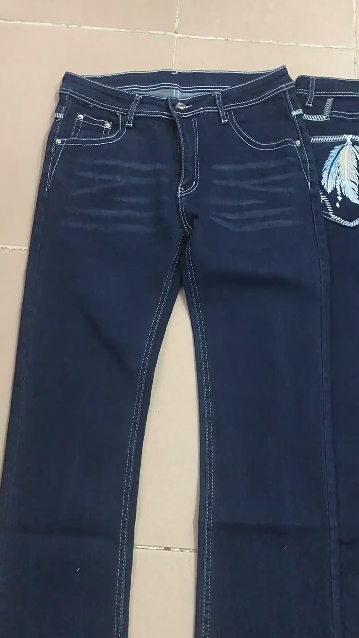 Jeans Women Long Pants Denim Pant Straight Trousers Elegant Splice Slim Fit Casual Simple Regular Solid Autumn Winter 2024